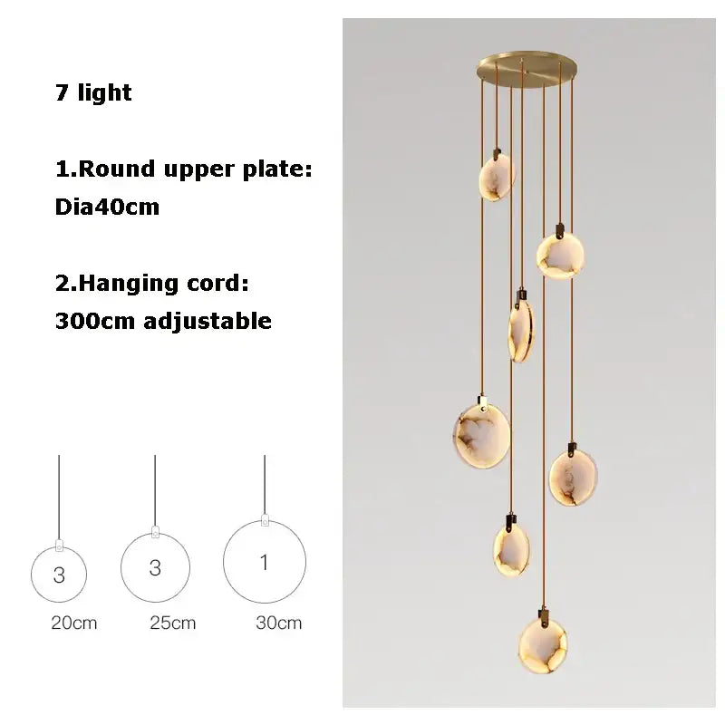 Art deco marble golden lustre pendant light for dining room