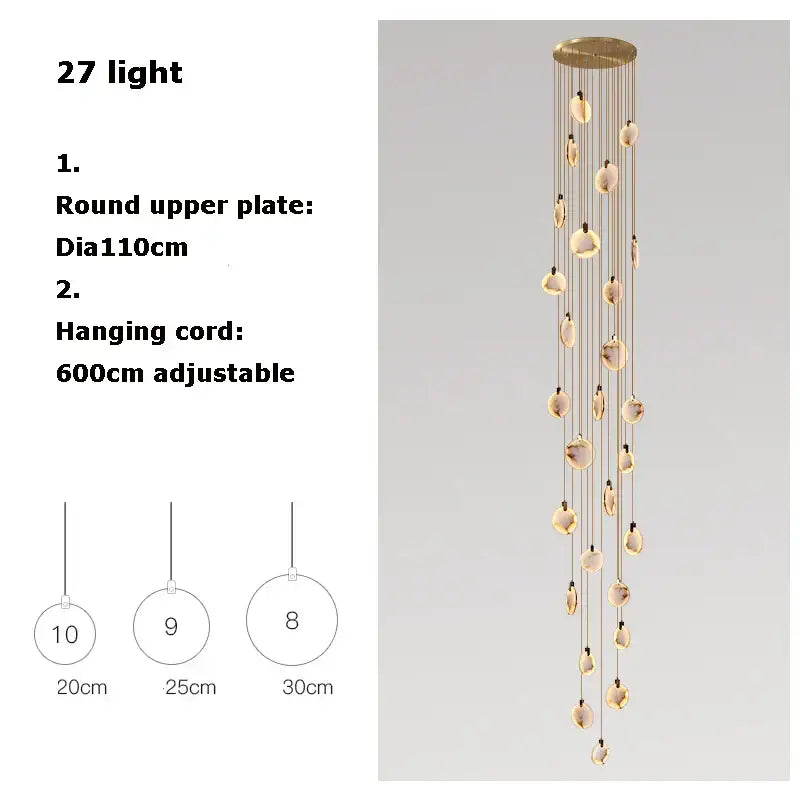 Art deco marble golden lustre pendant light for dining room