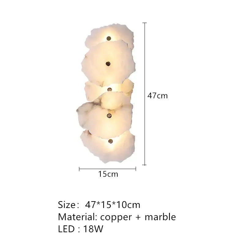 Art deco off white marble led wall sconce bedroom light