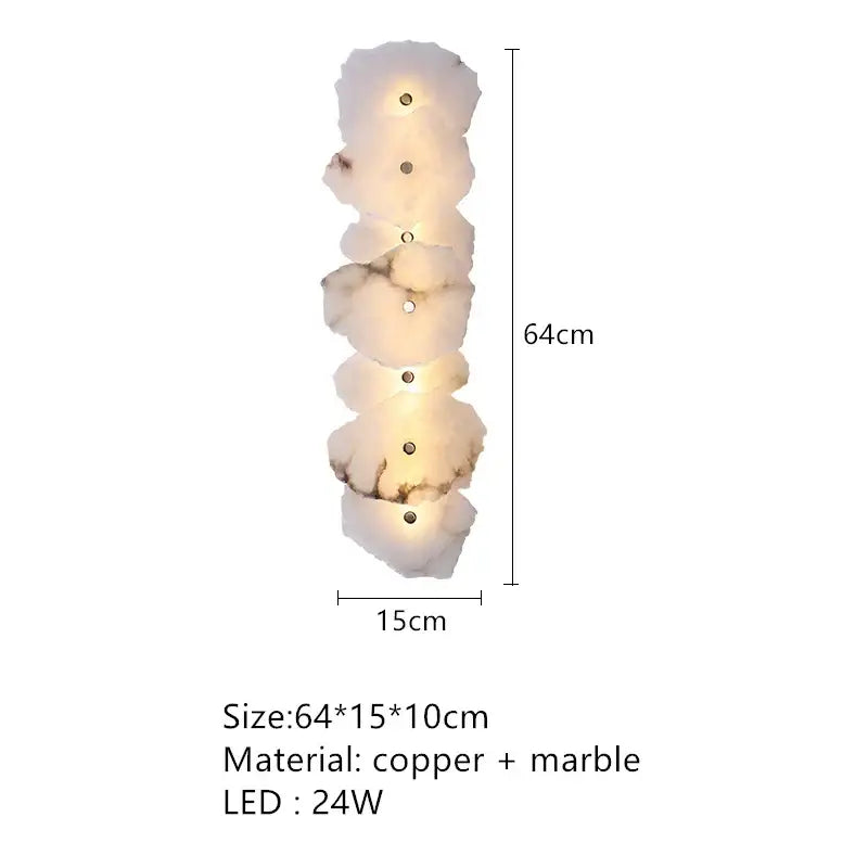 Art deco off white marble led wall sconce bedroom light