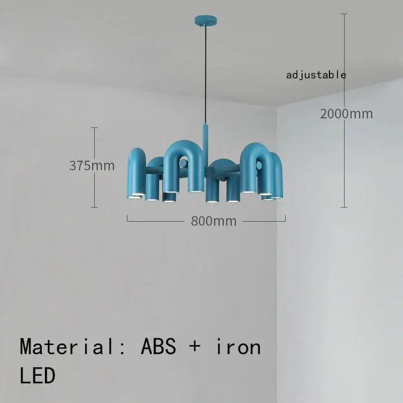 Art deco teal metal 3 light pendant – dining room chandelier