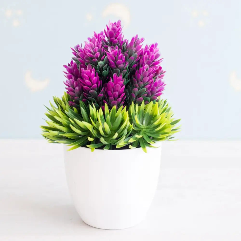 Artificial green and pink bonsai tree garden decor potted plant