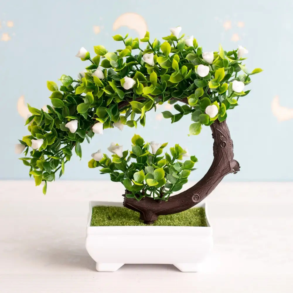 Artificial green and pink bonsai tree garden decor potted plant