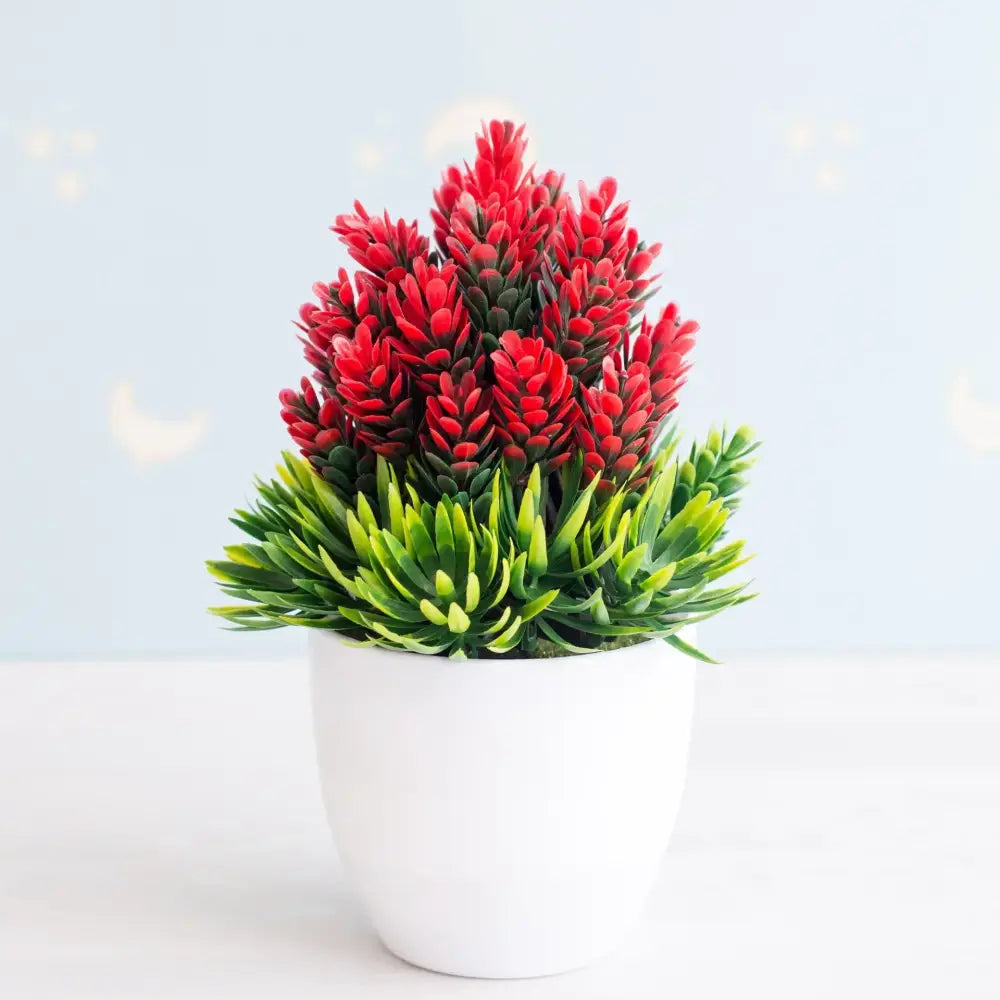 Artificial green and pink bonsai tree garden decor potted plant
