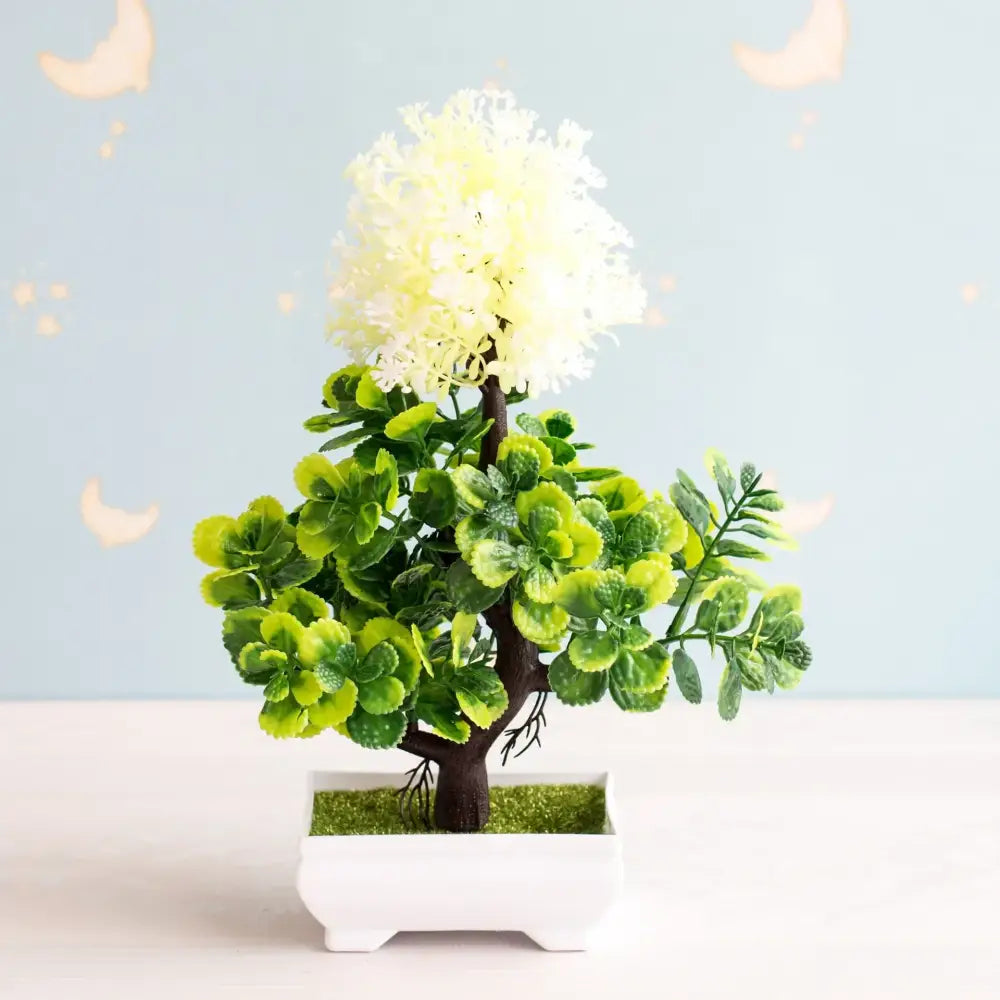 Artificial green and pink bonsai tree garden decor potted plant