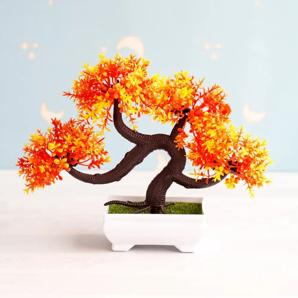 Artificial green and pink bonsai tree garden decor potted plant