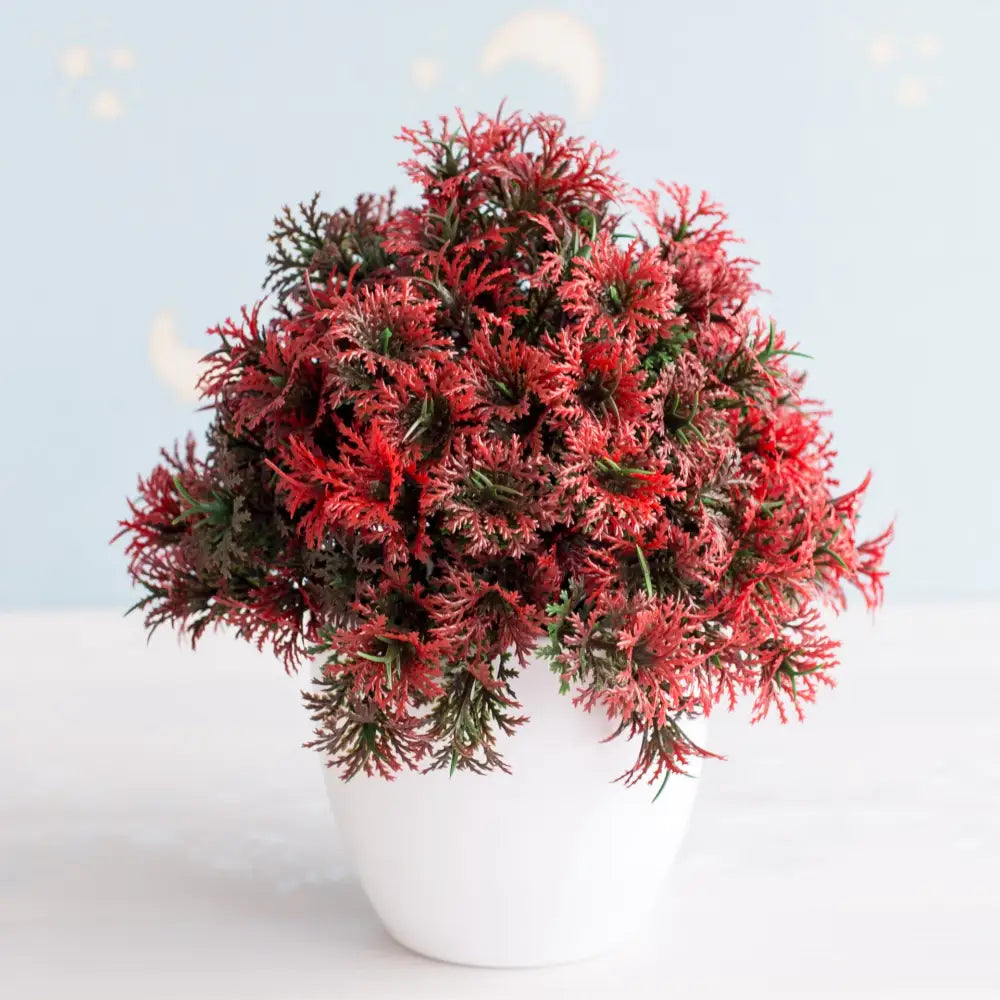 Artificial green and pink bonsai tree garden decor potted plant