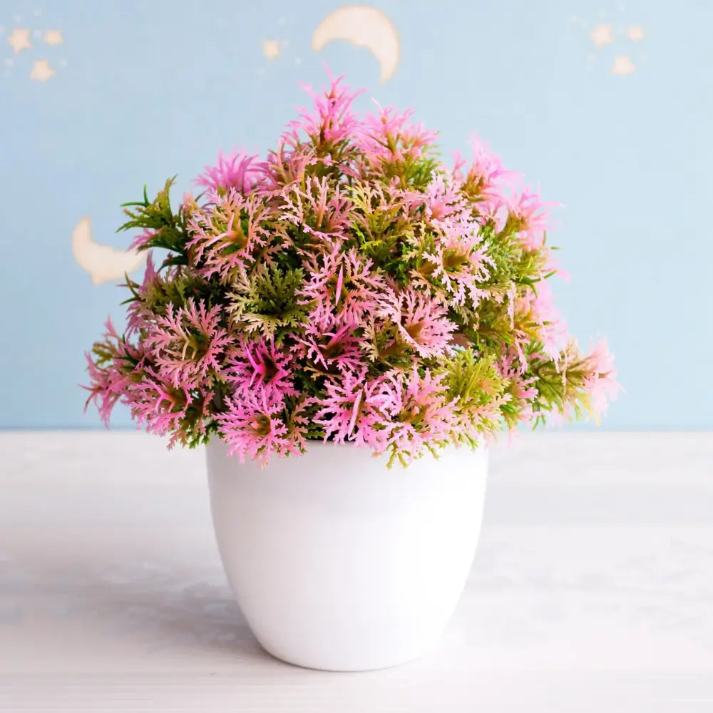 Artificial green and pink bonsai tree garden decor potted plant