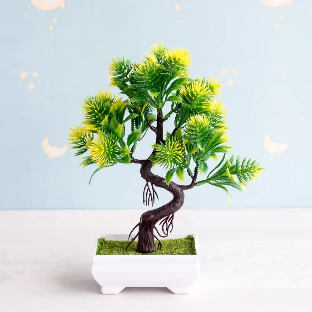 Artificial green and pink bonsai tree garden decor potted plant