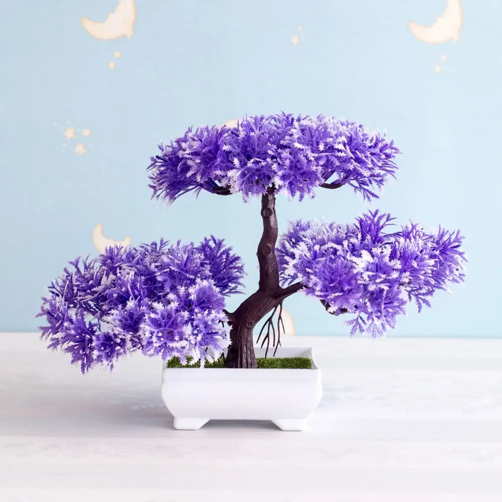 Artificial green and pink bonsai tree garden decor potted plant