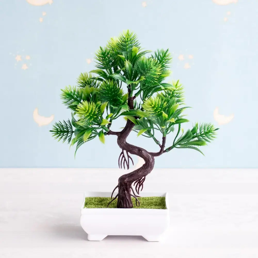 Artificial green and pink bonsai tree garden decor potted plant