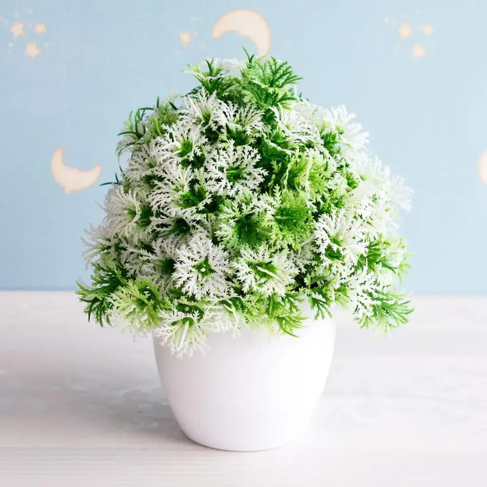 Artificial green and pink bonsai tree garden decor potted plant