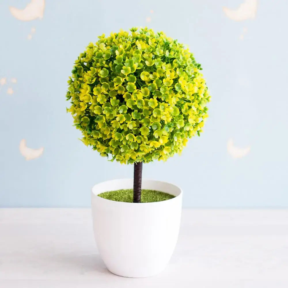 Artificial green and pink bonsai tree garden decor potted plant