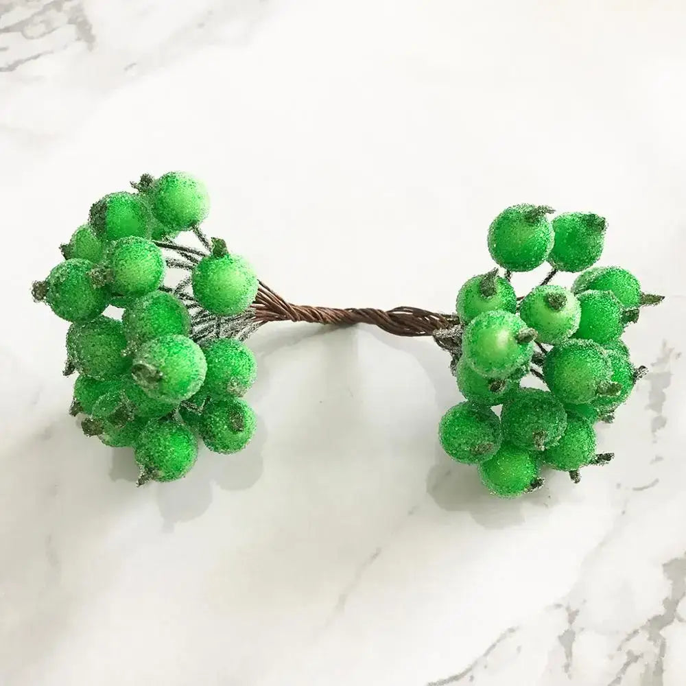 Artificial green plant flower cherry berries bundle living room decor