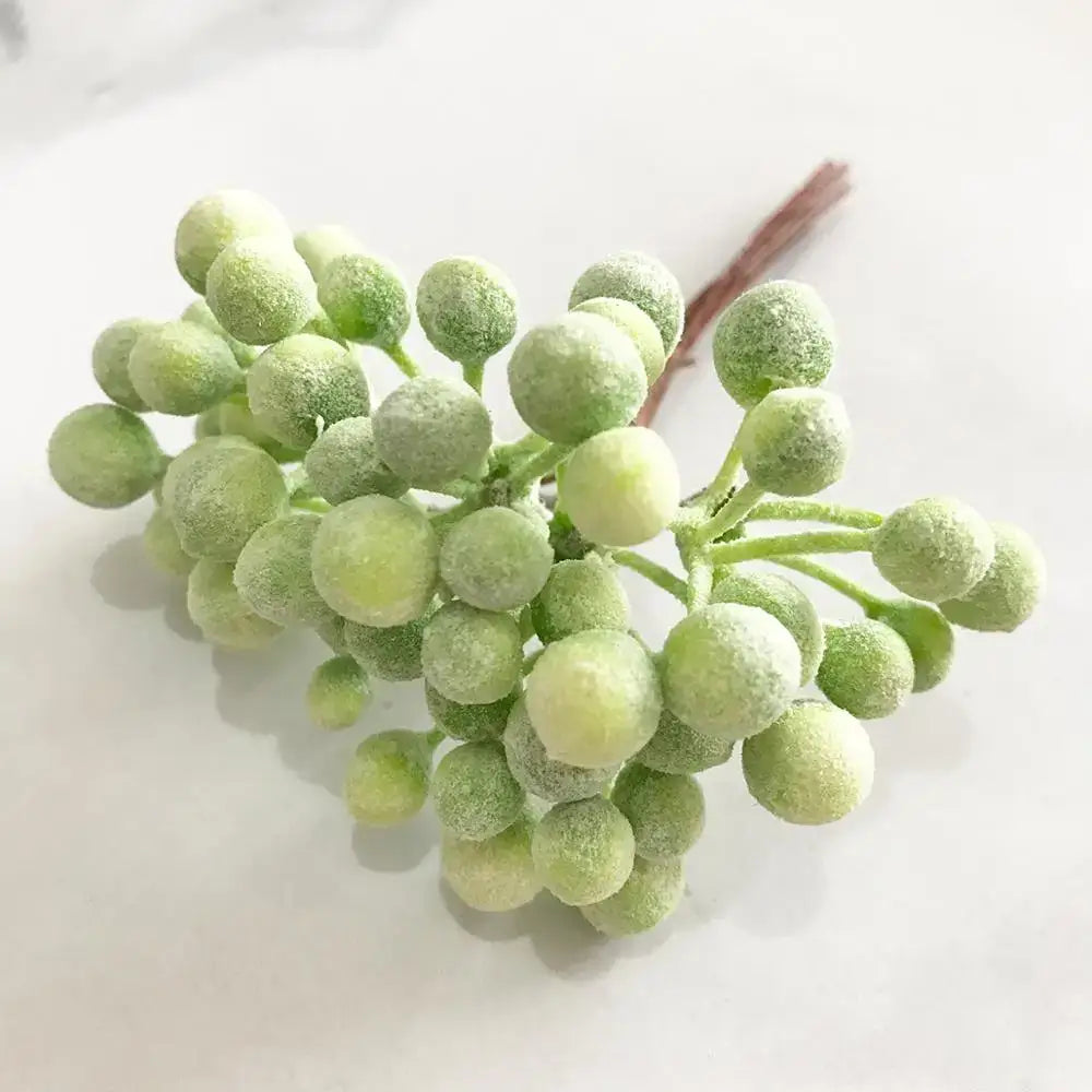 Artificial green plant flower cherry berries bundle living room decor