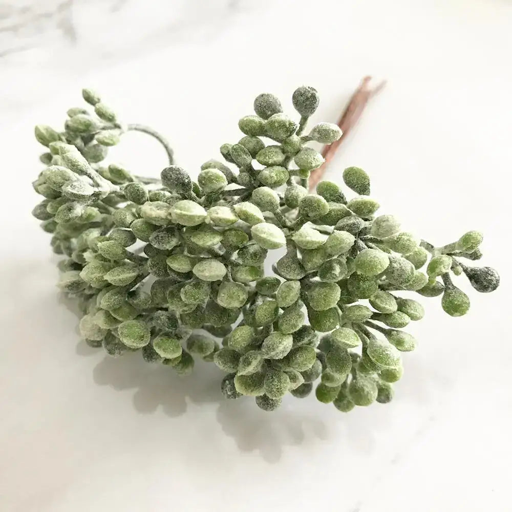 Artificial green plant flower cherry berries bundle living room decor