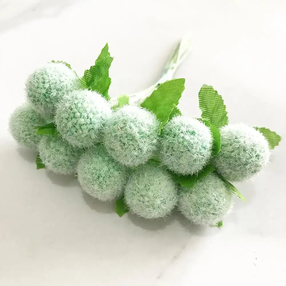Artificial green plant flower cherry berries bundle living room decor