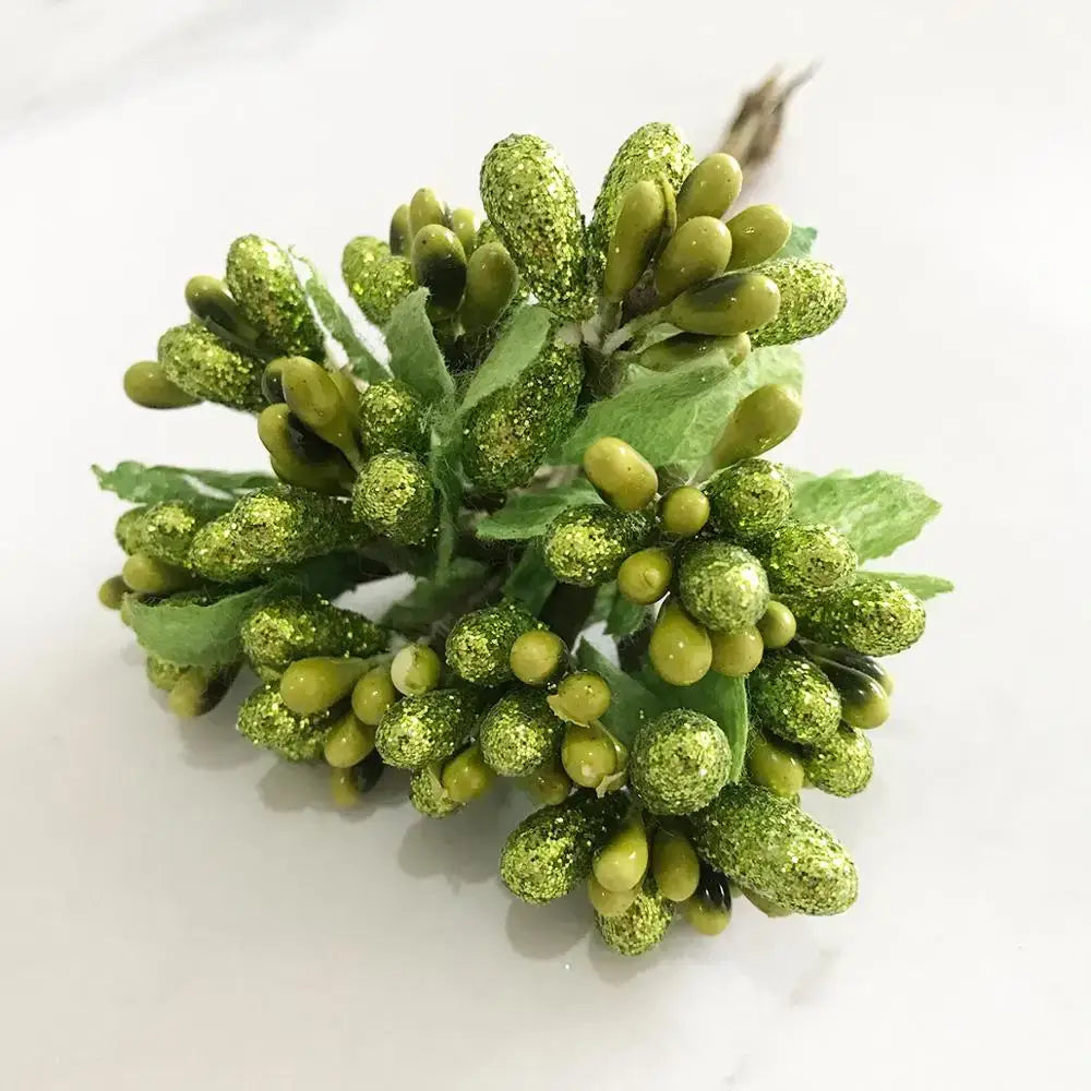 Artificial green plant flower cherry berries bundle living room decor