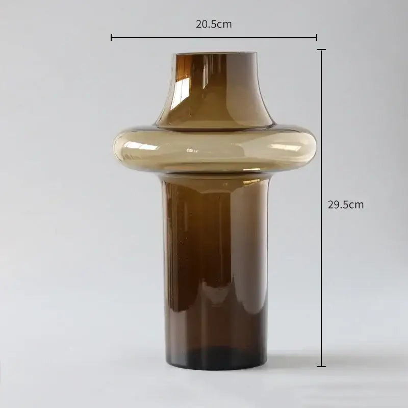 Artisan glass amber bulbous vase living room decor
