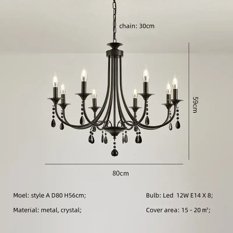 Artistic black metal crystal chandelier dining room led lighting