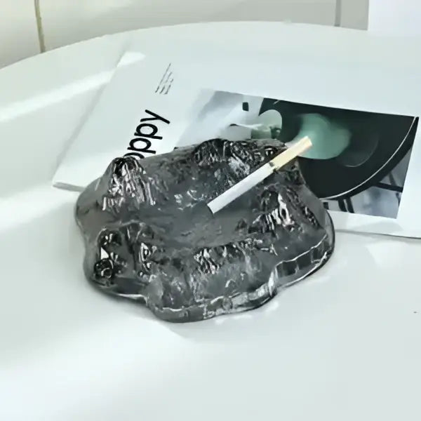 Artistic clear & gold iceberg glass dessert plate dining room decor