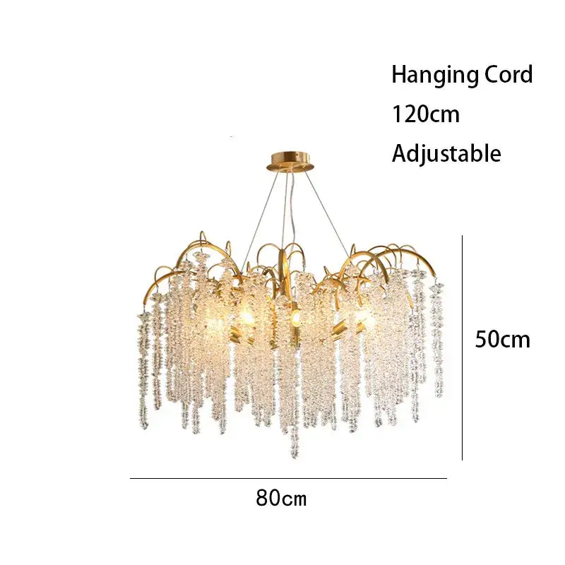 Artistic gold crystal wistaria ceiling chandelier for dining room