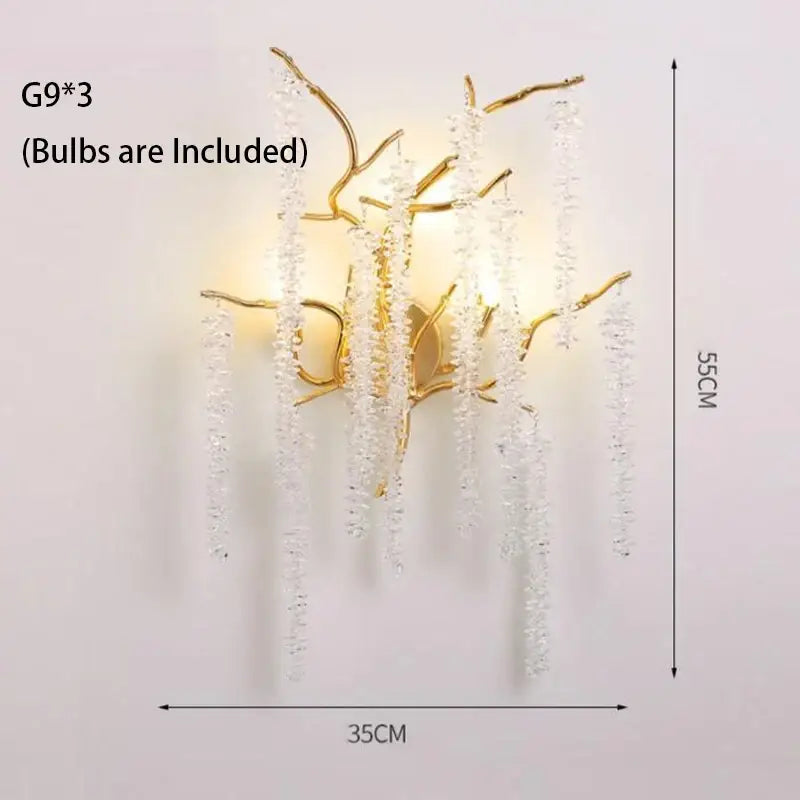 Artistic gold crystal wistaria ceiling chandelier for dining room