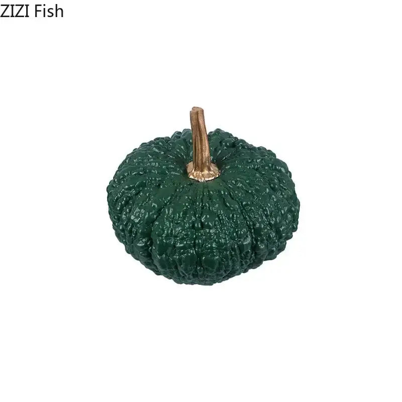Artistic green and white gold pumpkin resin sculpture living room decor