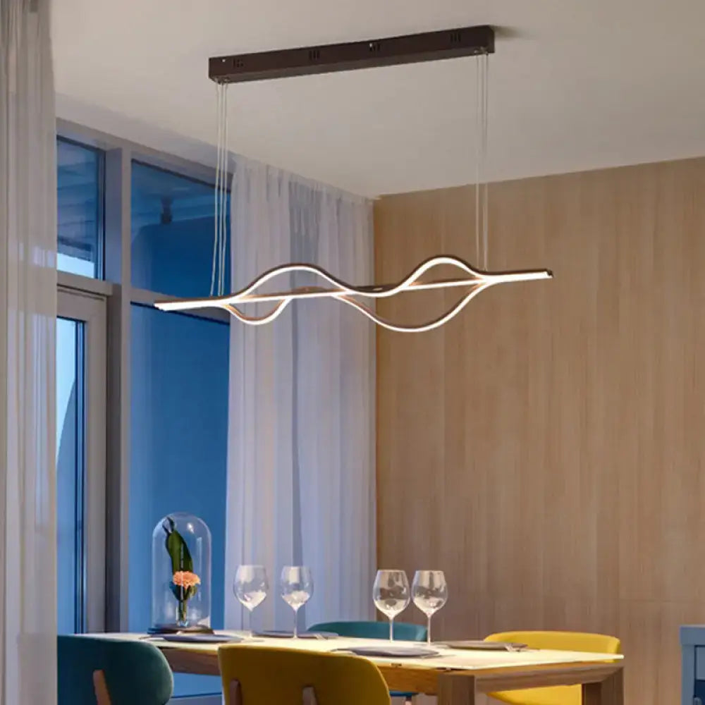 Artistic metal black & white wavy pendant light for dining room