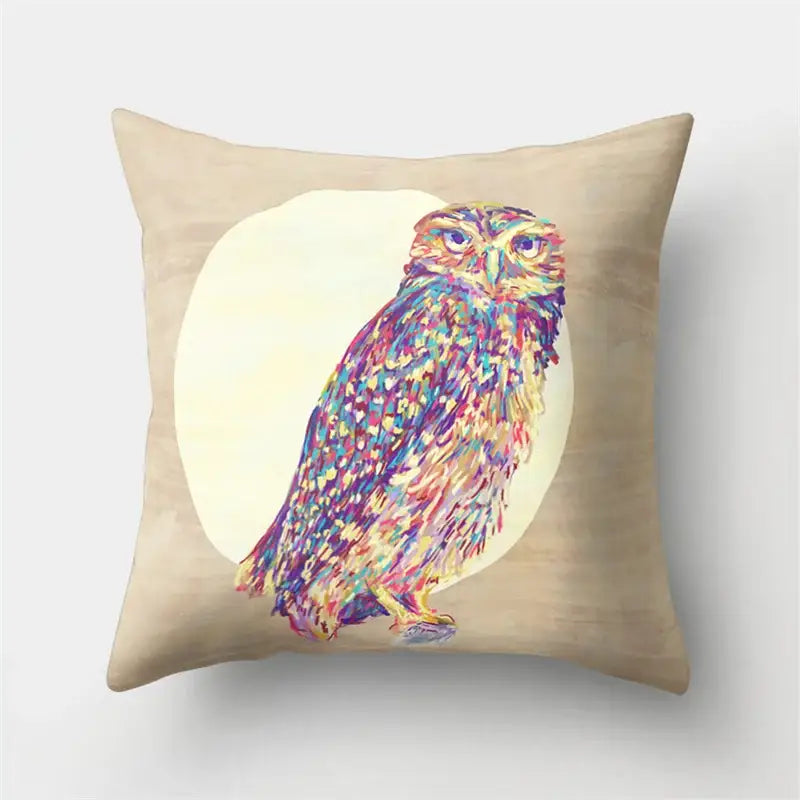 Artistic owl pillow cover bedroom decor