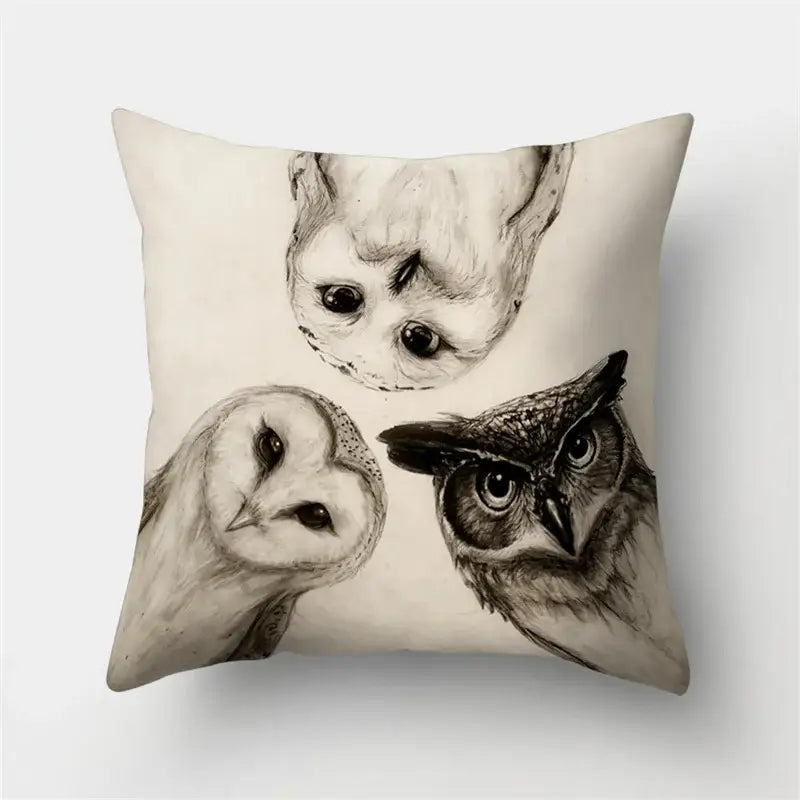 Artistic owl pillow cover bedroom decor