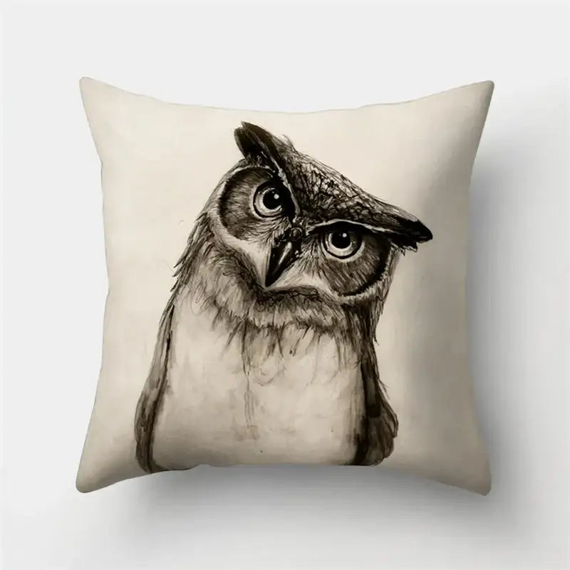 Artistic owl pillow cover bedroom decor