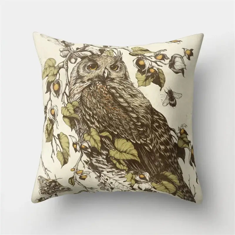 Artistic owl pillow cover bedroom decor