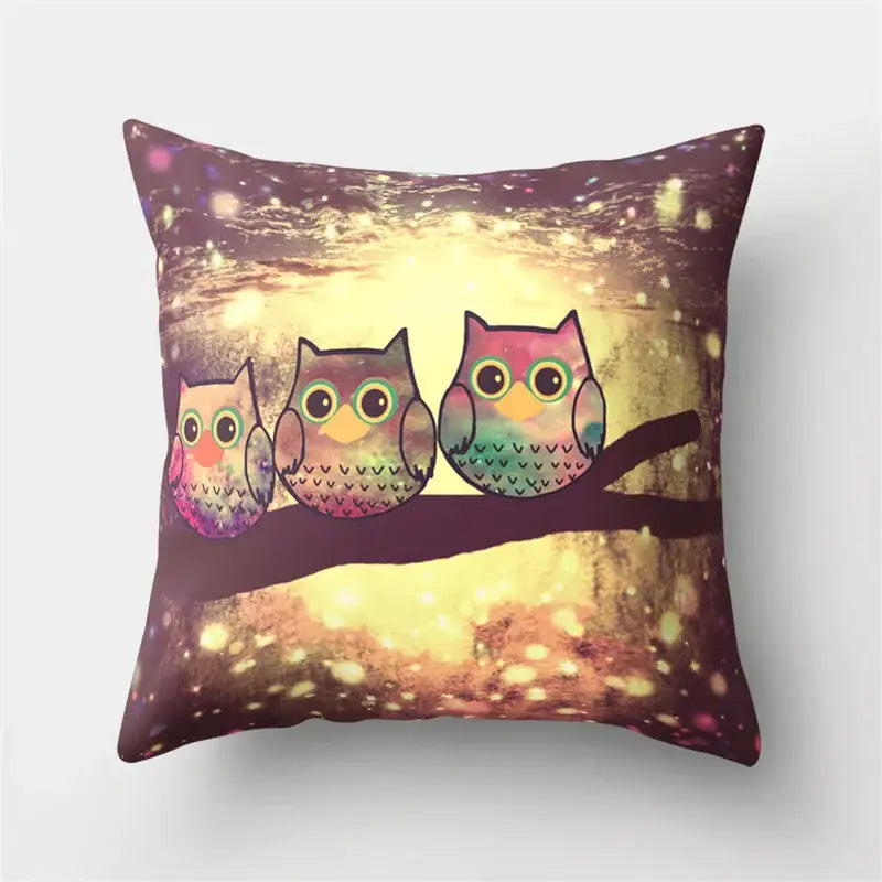 Artistic owl pillow cover bedroom decor