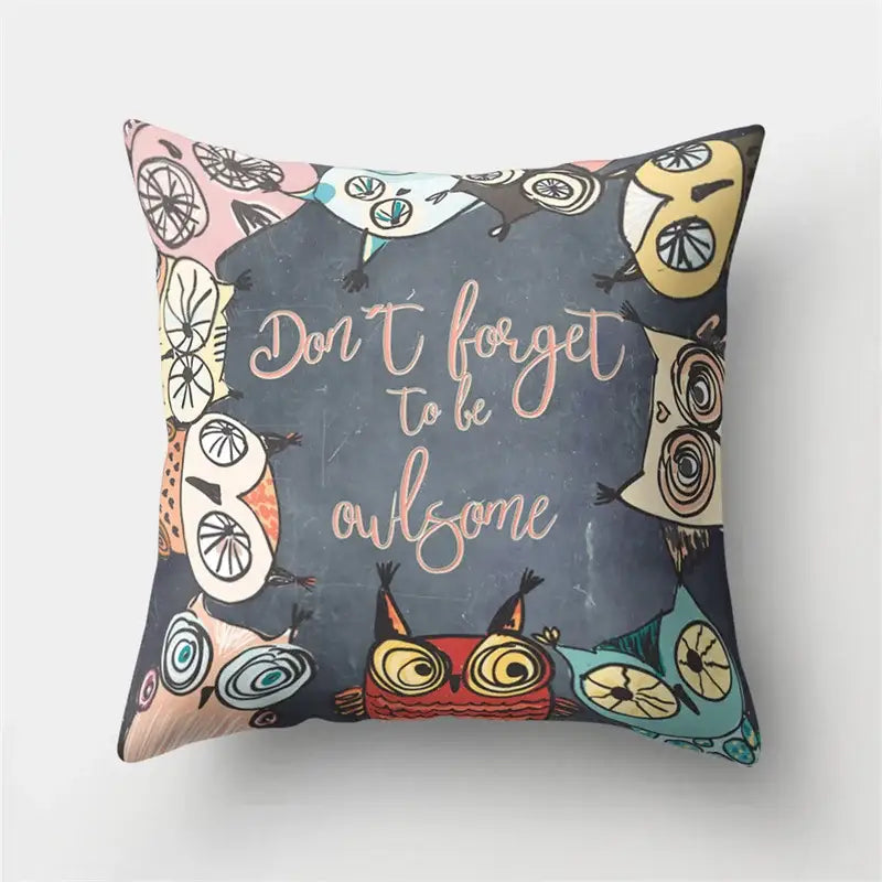 Artistic owl pillow cover bedroom decor
