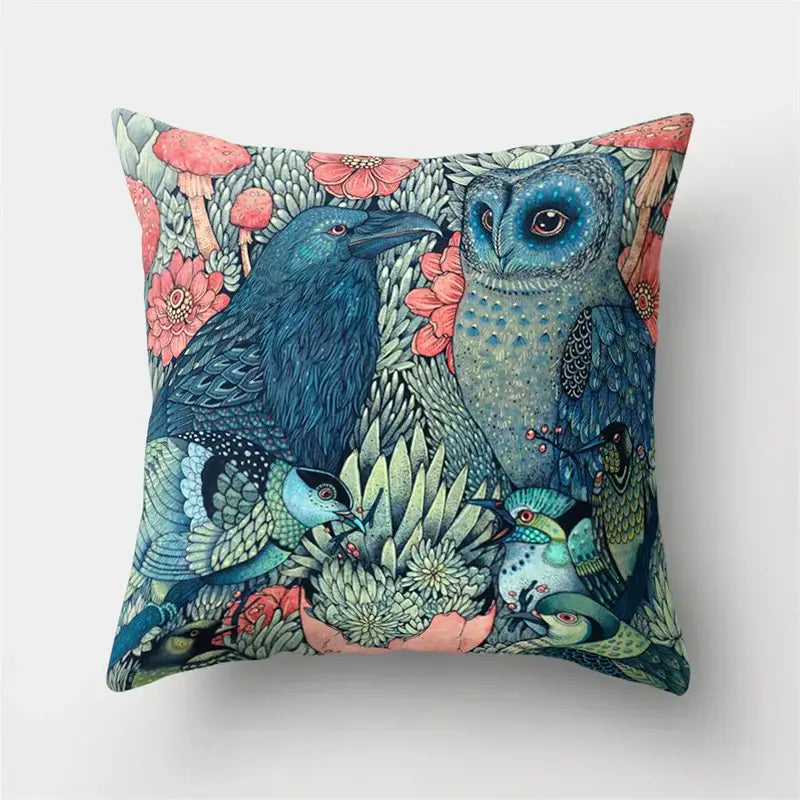 Artistic owl pillow cover bedroom decor