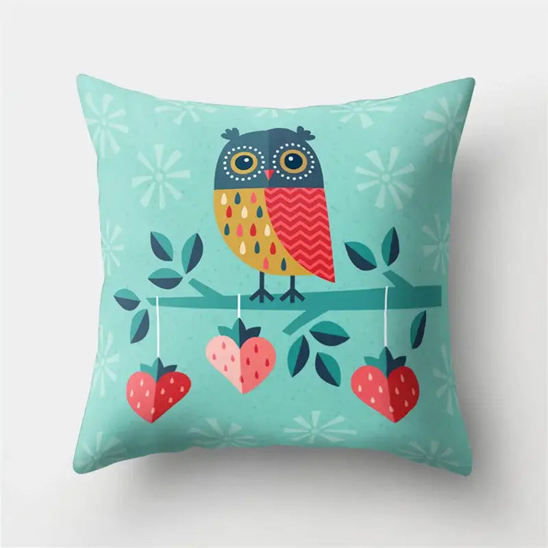 Artistic owl pillow cover bedroom decor