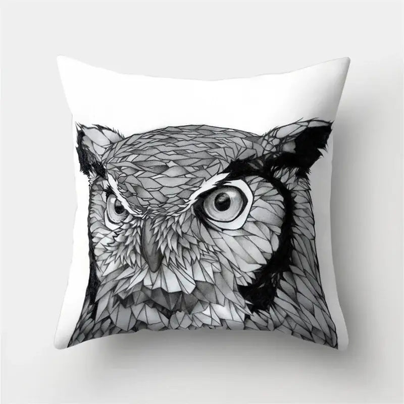 Artistic owl pillow cover bedroom decor