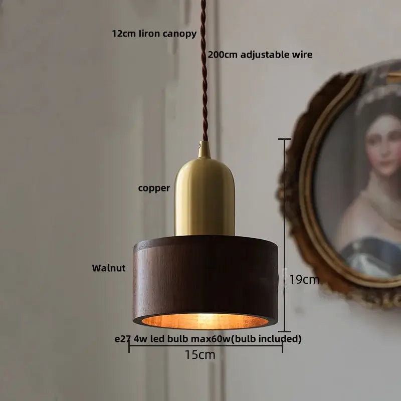 Ash wood dome pendant lamp kitchen hanging light