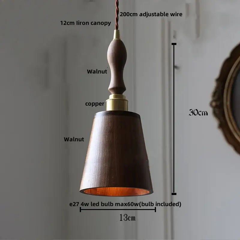 Ash wood dome pendant lamp kitchen hanging light