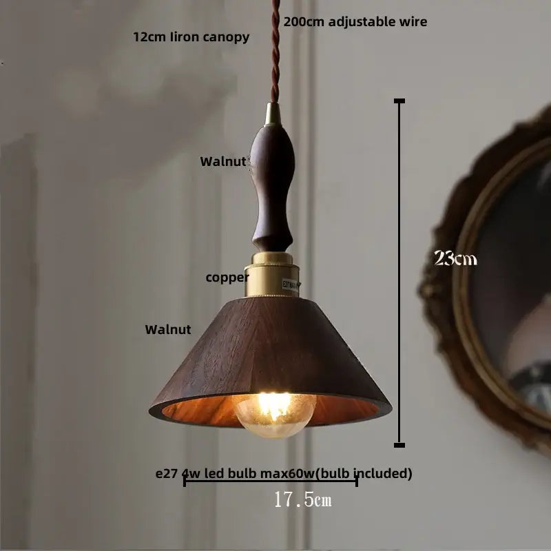 Ash wood dome pendant lamp kitchen hanging light