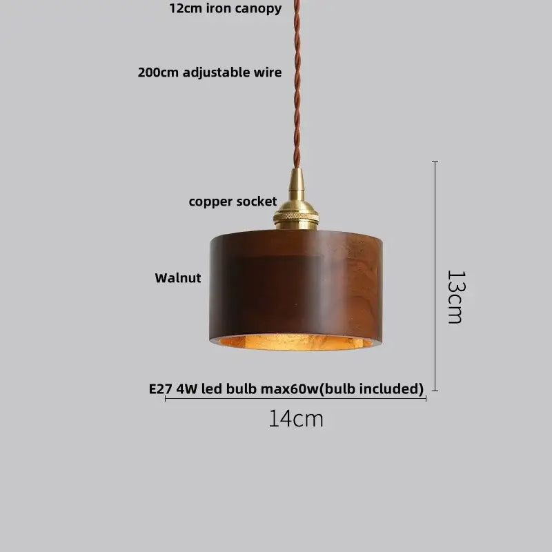 Ash wood dome pendant lamp kitchen hanging light
