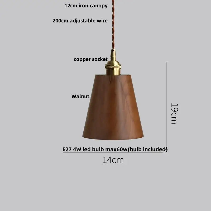 Ash wood dome pendant lamp kitchen hanging light