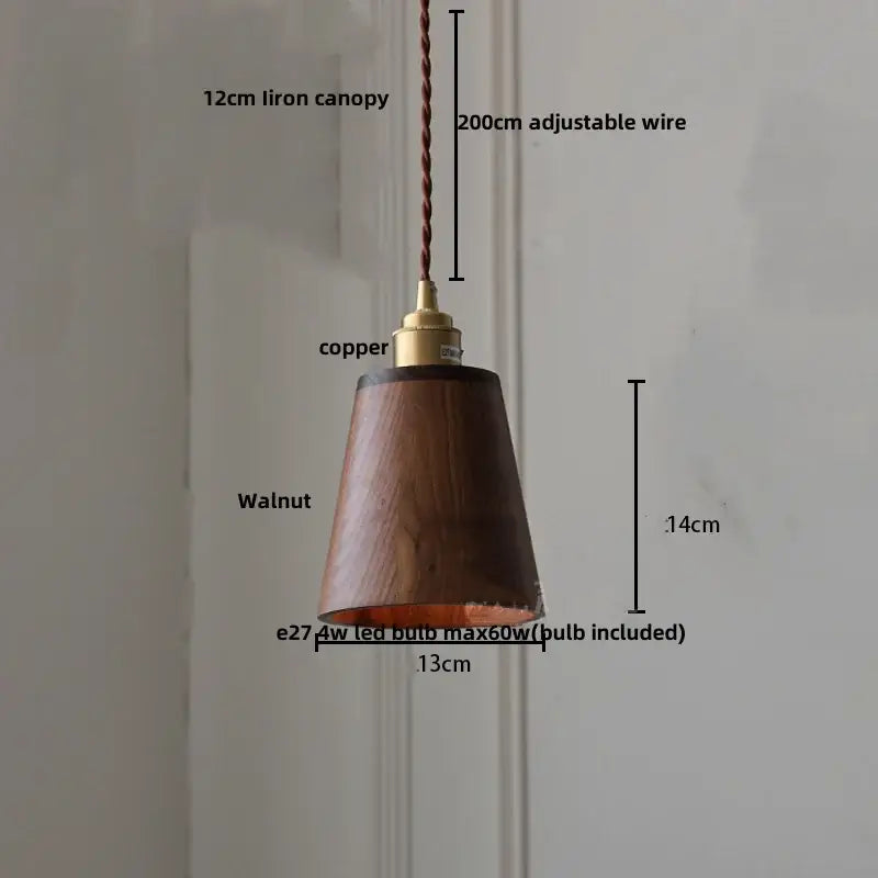 Ash wood dome pendant lamp kitchen hanging light