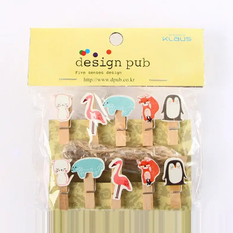 Assorted colorful heart mini wooden clips bedroom photo decor