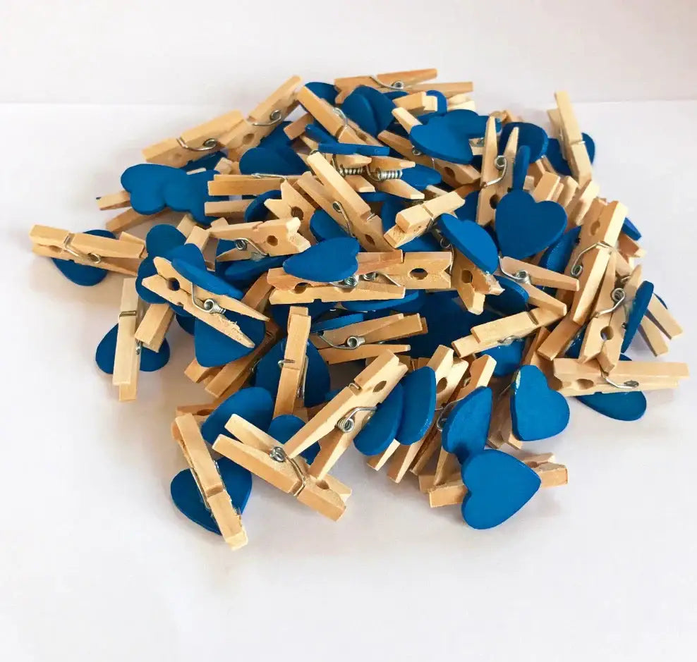 Assorted colorful heart mini wooden clips bedroom photo decor