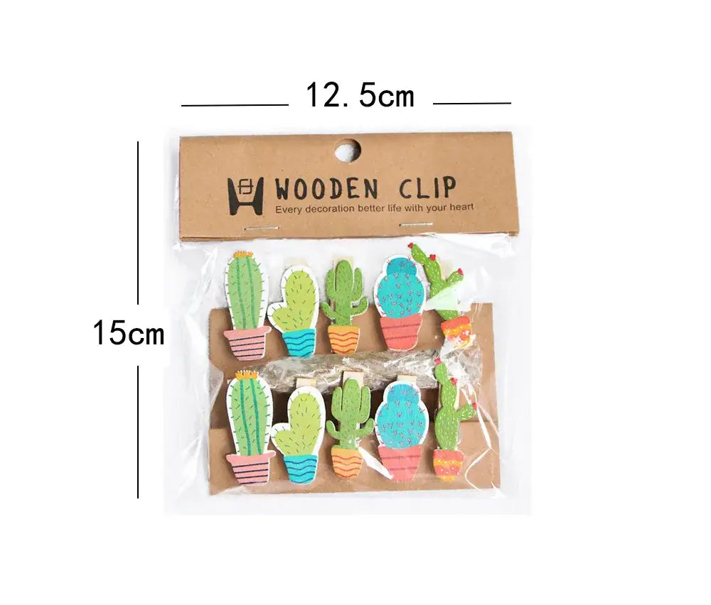 Assorted colorful heart mini wooden clips bedroom photo decor