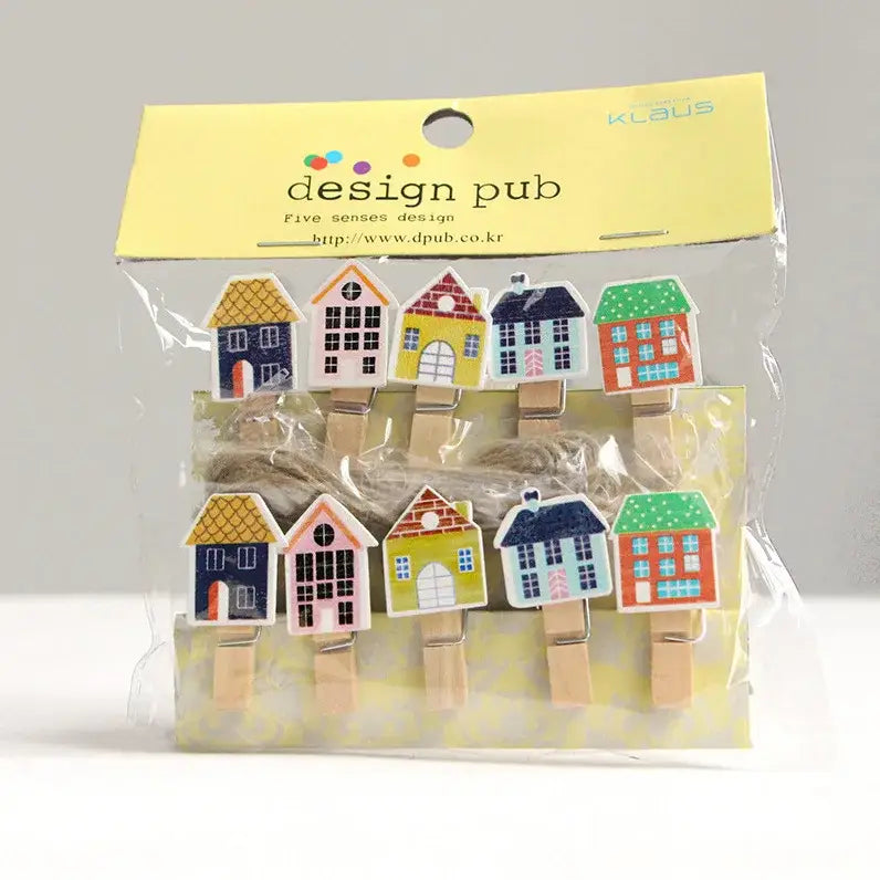 Assorted colorful heart mini wooden clips bedroom photo decor