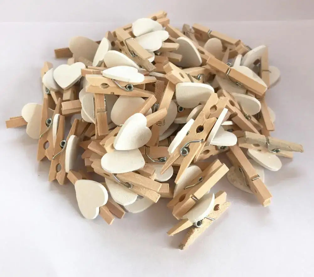 Assorted colorful heart mini wooden clips bedroom photo decor