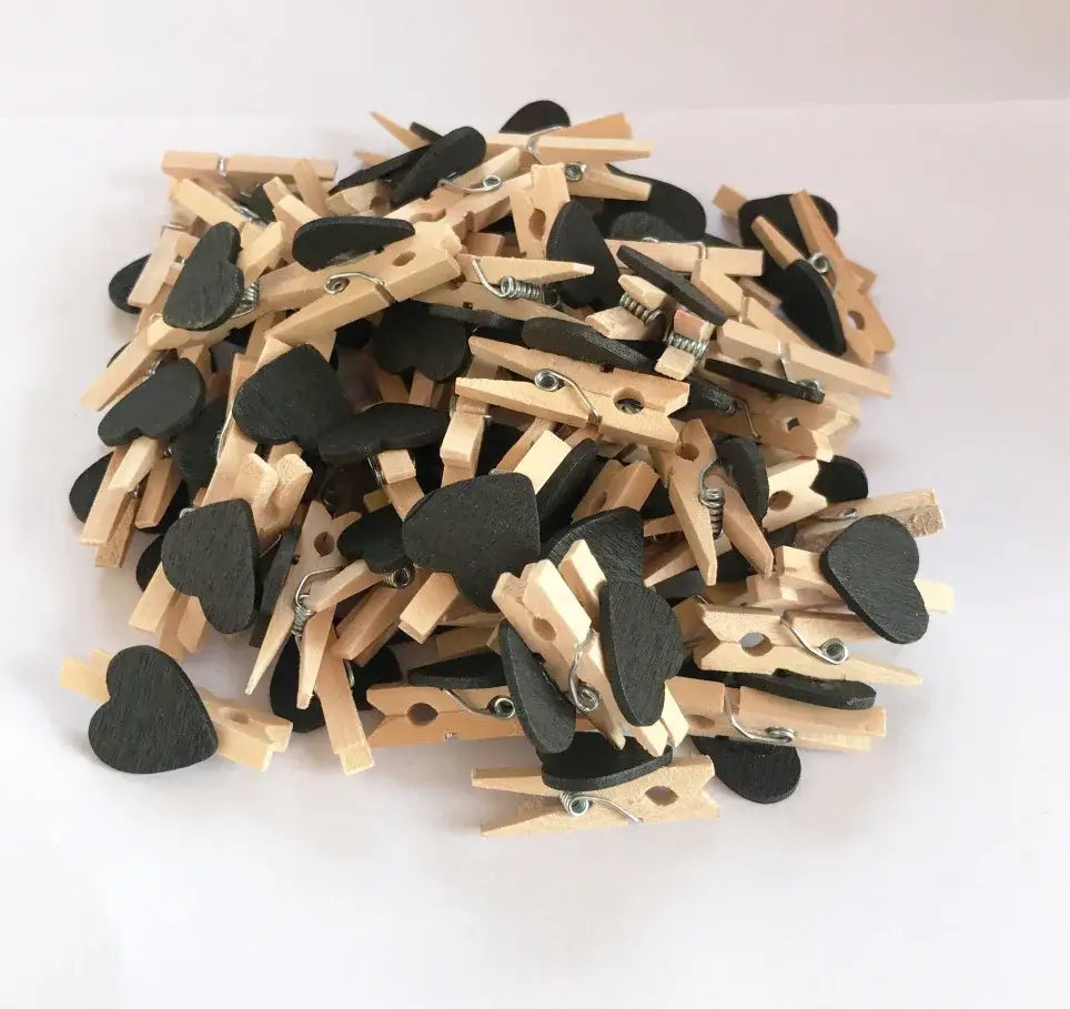 Assorted colorful heart mini wooden clips bedroom photo decor